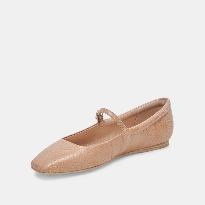 Dolce Vita Reyes Ballet Flats Toffee Snake Embossed Women Flats and Loafers