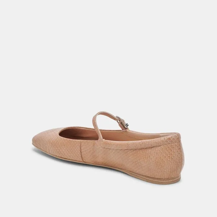 Dolce Vita Reyes Ballet Flats Toffee Snake Embossed Women Flats and Loafers