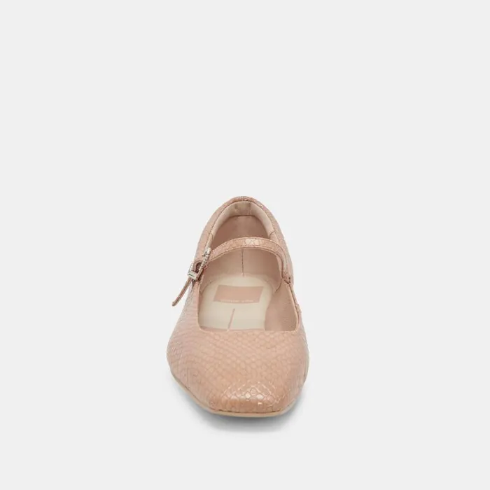 Dolce Vita Reyes Ballet Flats Toffee Snake Embossed Women Flats and Loafers