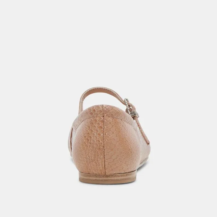 Dolce Vita Reyes Ballet Flats Toffee Snake Embossed Women Flats and Loafers
