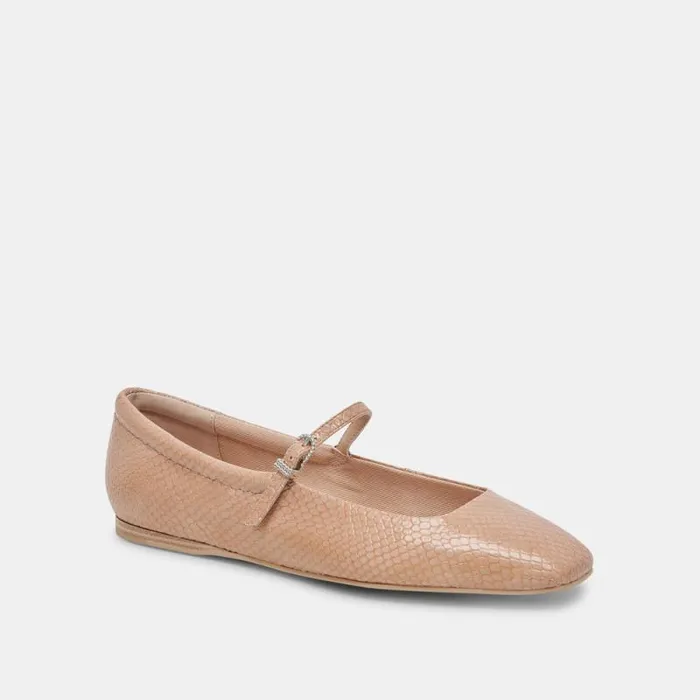 Dolce Vita Reyes Ballet Flats Toffee Snake Embossed Women Flats and Loafers