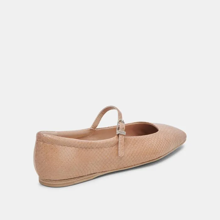 Dolce Vita Reyes Ballet Flats Toffee Snake Embossed Women Flats and Loafers