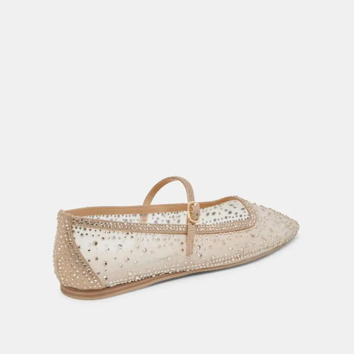 Dolce Vita Reyes Crystal Ballet Flats Gold Mesh Women Flats and Loafers