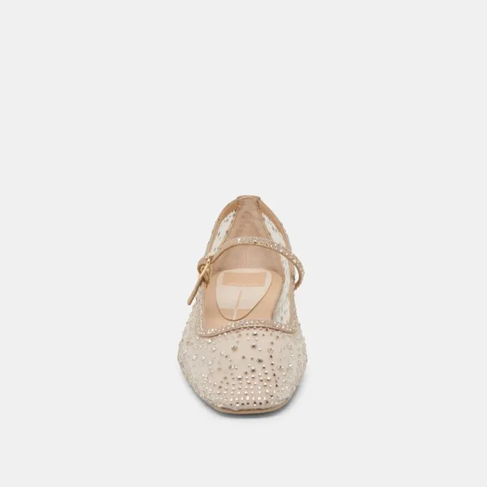 Dolce Vita Reyes Crystal Ballet Flats Gold Mesh Women Flats and Loafers
