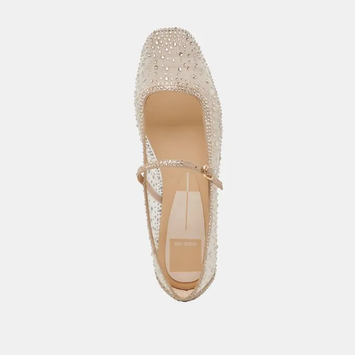 Dolce Vita Reyes Crystal Ballet Flats Gold Mesh Women Flats and Loafers