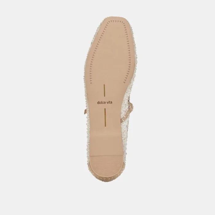 Dolce Vita Reyes Crystal Ballet Flats Gold Mesh Women Flats and Loafers