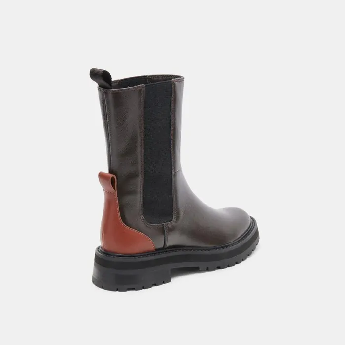 Dolce Vita Rich H2O Boots Brown Multi Crinkle Patent Women Boots and Booties