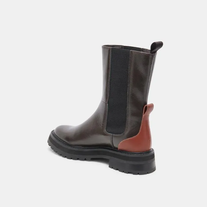 Dolce Vita Rich H2O Boots Brown Multi Crinkle Patent Women Boots and Booties