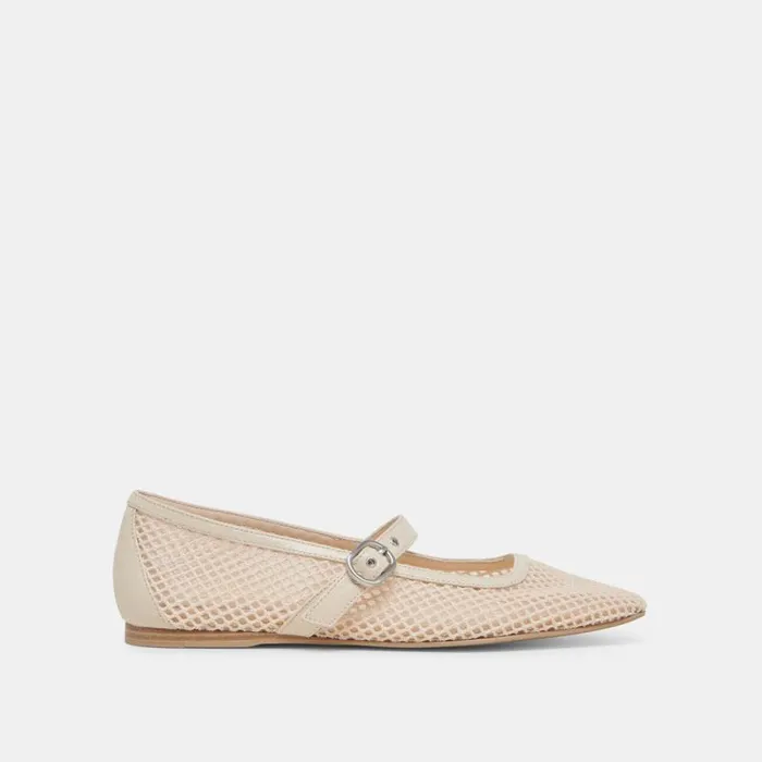 Dolce Vita Rodni Mesh Ballet Flats Creme Woven Mesh Women Flats and Loafers