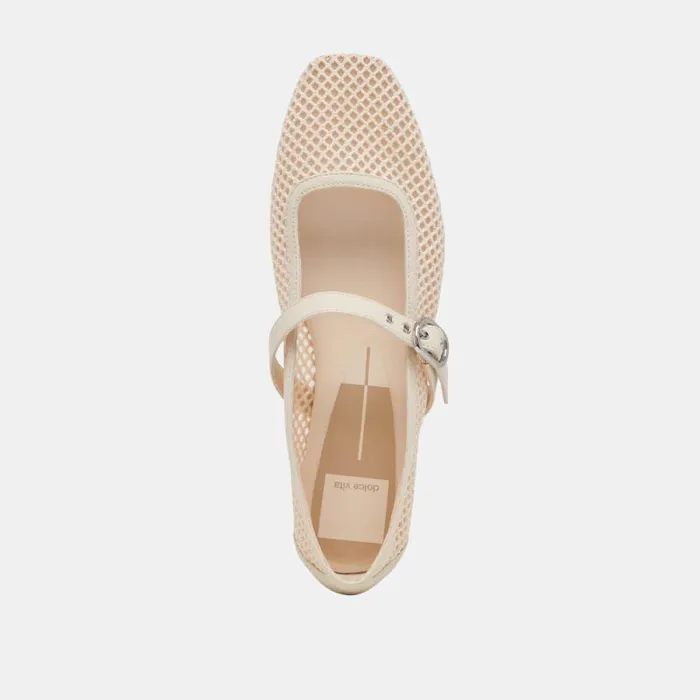 Dolce Vita Rodni Mesh Ballet Flats Creme Woven Mesh Women Flats and Loafers