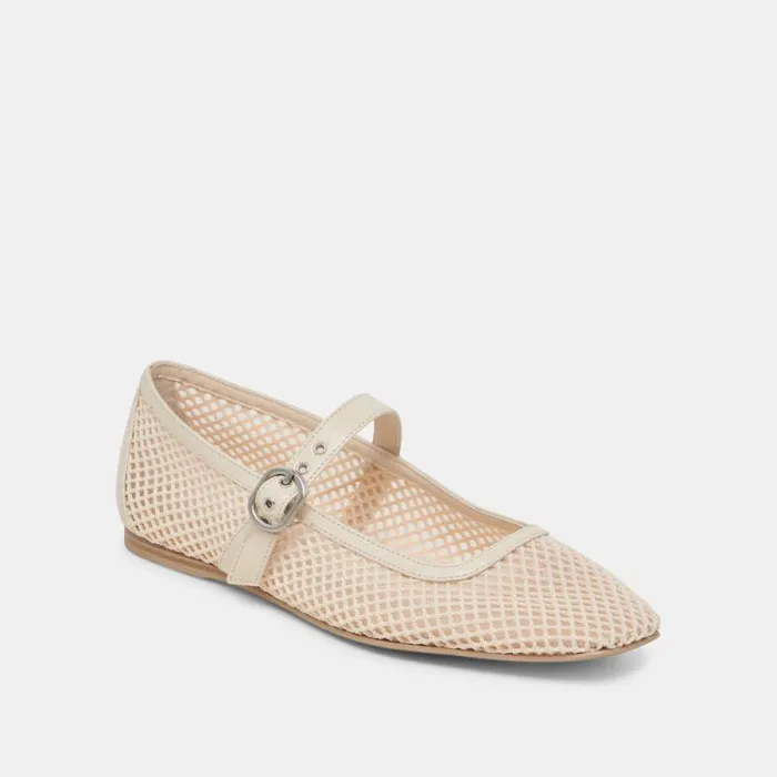 Dolce Vita Rodni Mesh Ballet Flats Creme Woven Mesh Women Flats and Loafers