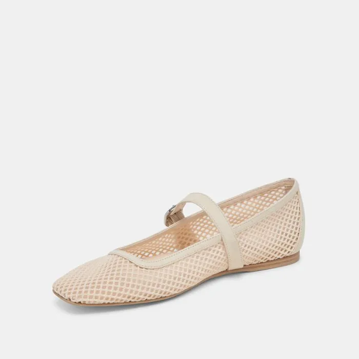 Dolce Vita Rodni Mesh Ballet Flats Creme Woven Mesh Women Flats and Loafers