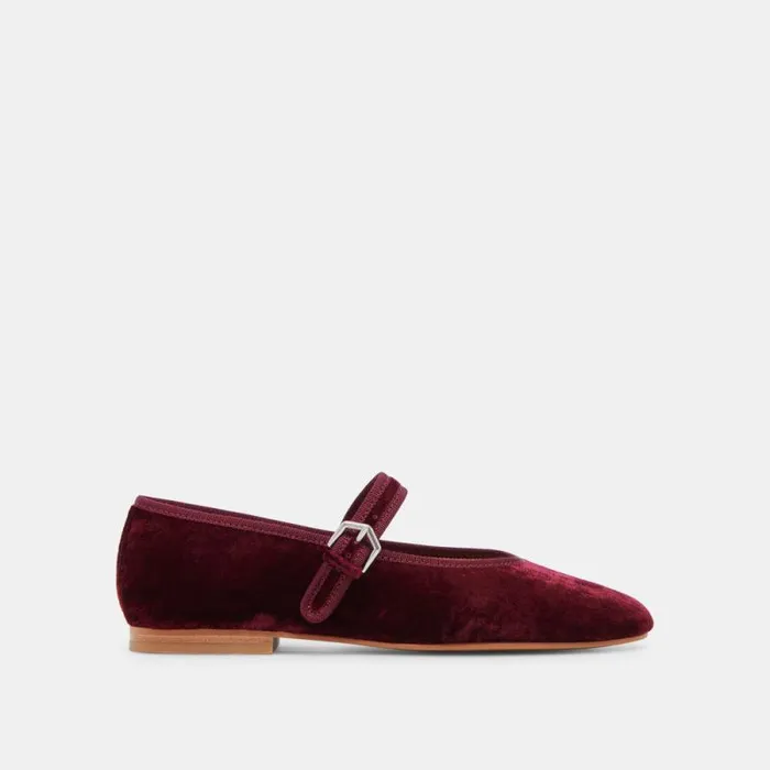 Dolce Vita Roslyn Ballet Flats Wine Velvet Women Flats and Loafers