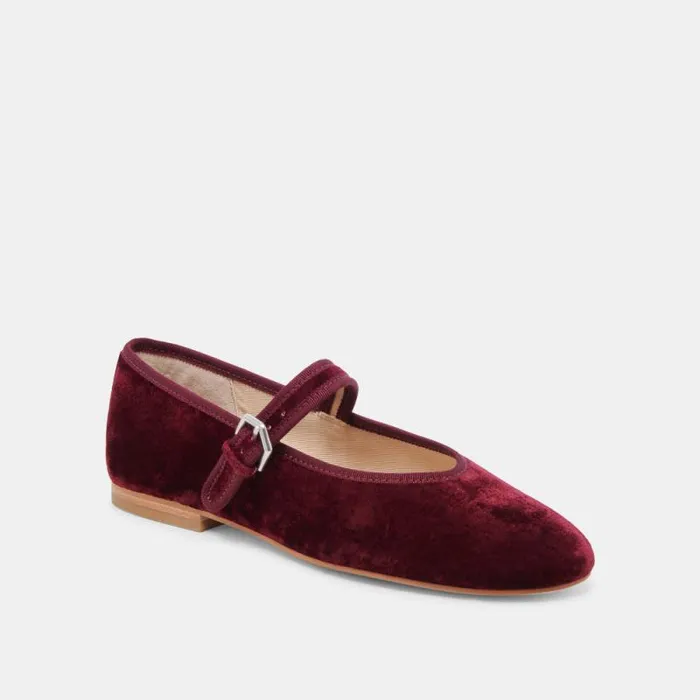 Dolce Vita Roslyn Ballet Flats Wine Velvet Women Flats and Loafers