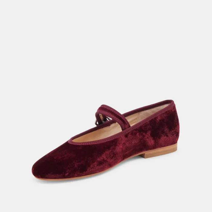 Dolce Vita Roslyn Ballet Flats Wine Velvet Women Flats and Loafers