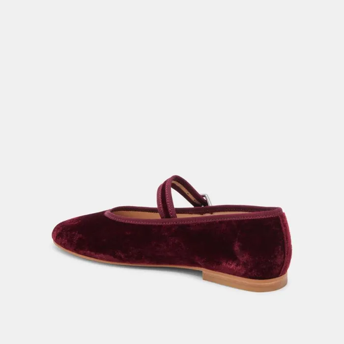 Dolce Vita Roslyn Ballet Flats Wine Velvet Women Flats and Loafers
