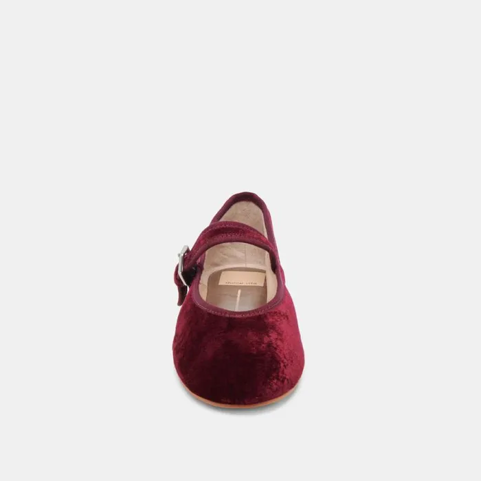 Dolce Vita Roslyn Ballet Flats Wine Velvet Women Flats and Loafers