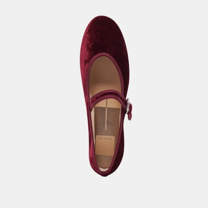 Dolce Vita Roslyn Ballet Flats Wine Velvet Women Flats and Loafers