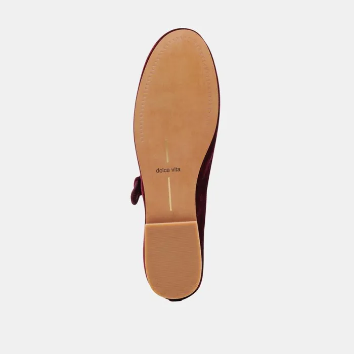 Dolce Vita Roslyn Ballet Flats Wine Velvet Women Flats and Loafers