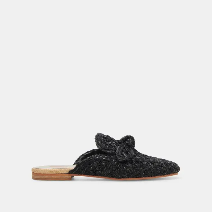 Dolce Vita Sabor Flats Onyx Raffia Women Flats and Loafers