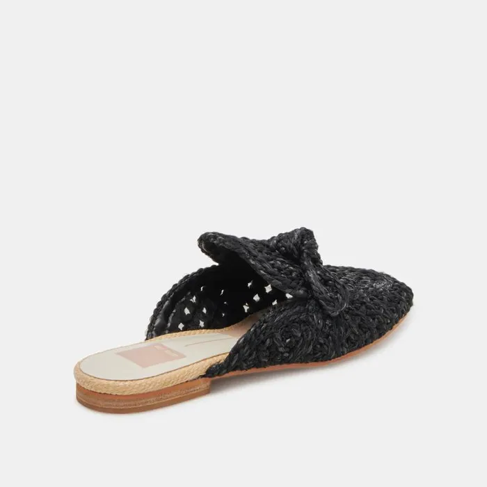 Dolce Vita Sabor Flats Onyx Raffia Women Flats and Loafers