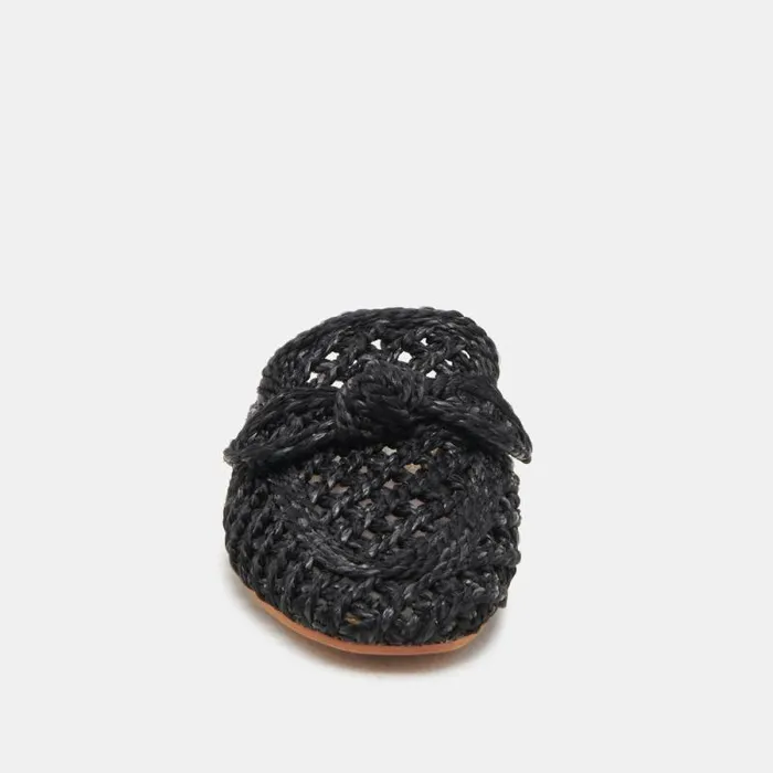 Dolce Vita Sabor Flats Onyx Raffia Women Flats and Loafers
