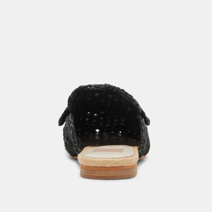 Dolce Vita Sabor Flats Onyx Raffia Women Flats and Loafers