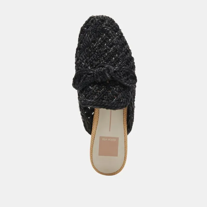 Dolce Vita Sabor Flats Onyx Raffia Women Flats and Loafers