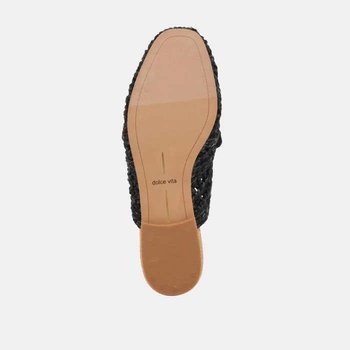 Dolce Vita Sabor Flats Onyx Raffia Women Flats and Loafers