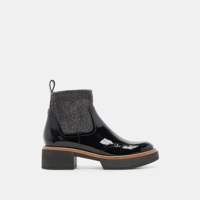 Dolce Vita Saline H2O Wide Booties Midnight Crinkle Patent Women Boots and Booties