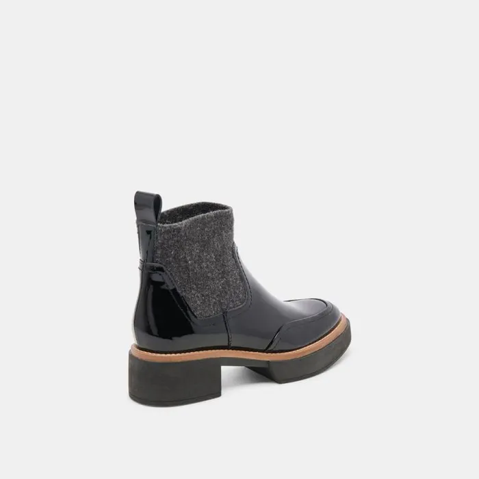 Dolce Vita Saline H2O Wide Booties Midnight Crinkle Patent Women Boots and Booties