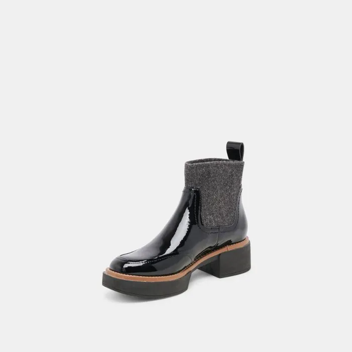 Dolce Vita Saline H2O Wide Booties Midnight Crinkle Patent Women Boots and Booties