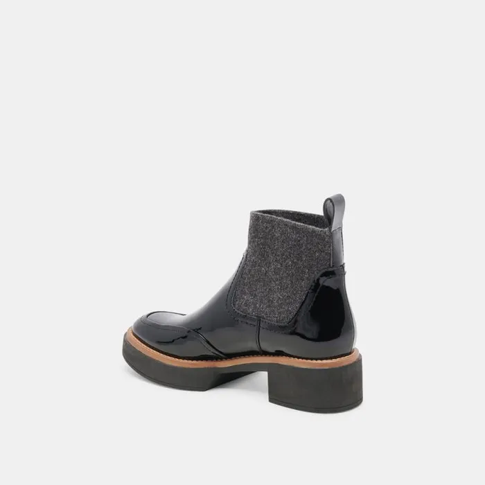 Dolce Vita Saline H2O Wide Booties Midnight Crinkle Patent Women Boots and Booties