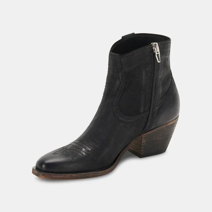 Dolce Vita Silma Booties Black Leather Women Boots and Booties
