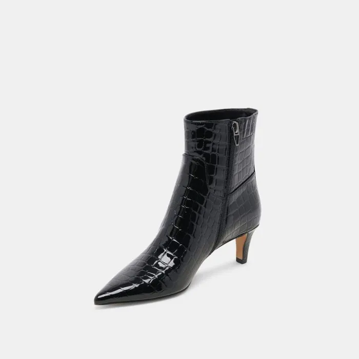 Dolce Vita Sondra Booties Noir Embossed Leather Women Boots and Booties