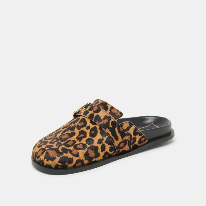 Dolce Vita Sunday Flats Leopard Calf Hair Women Mules and Clogs