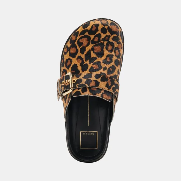 Dolce Vita Sunday Flats Leopard Calf Hair Women Mules and Clogs