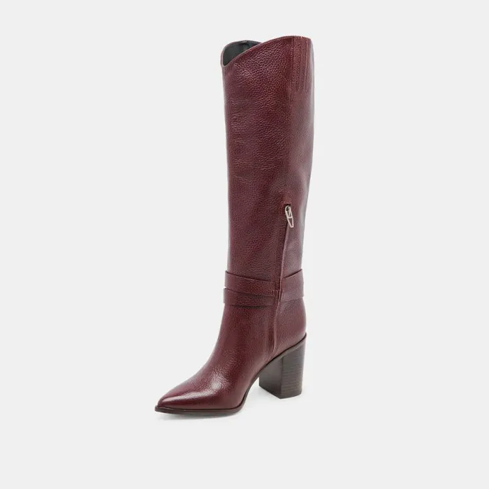 Dolce Vita Tyrone Boots Cranberry Leather Women Boots and Booties