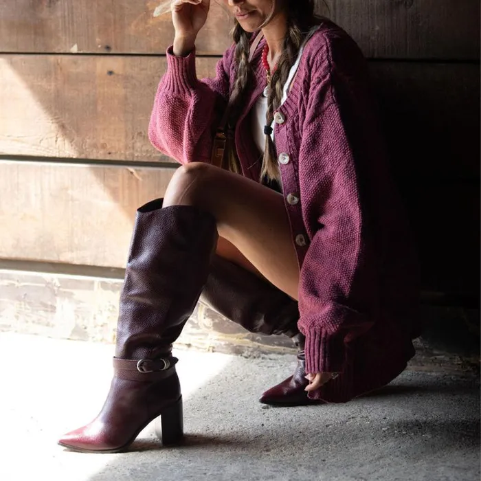 Dolce Vita Tyrone Boots Cranberry Leather Women Boots and Booties