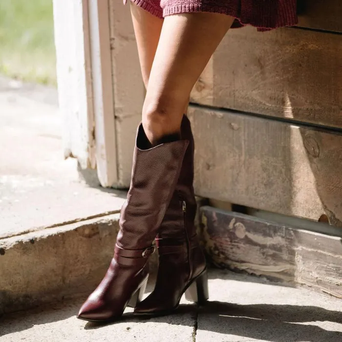 Dolce Vita Tyrone Boots Cranberry Leather Women Boots and Booties