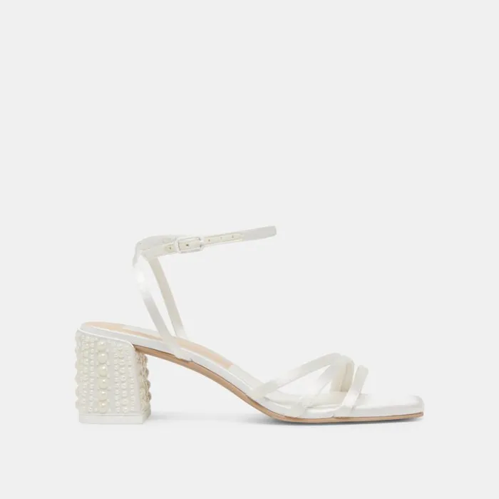 Dolce Vita Ysabel Pearl Heels True White Satin Women Heels