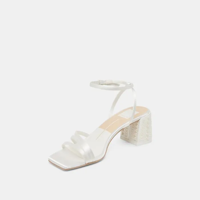 Dolce Vita Ysabel Pearl Heels True White Satin Women Heels