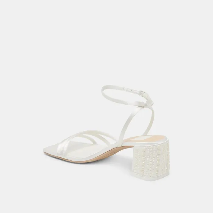 Dolce Vita Ysabel Pearl Heels True White Satin Women Heels