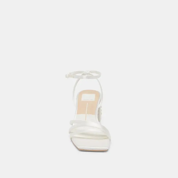Dolce Vita Ysabel Pearl Heels True White Satin Women Heels