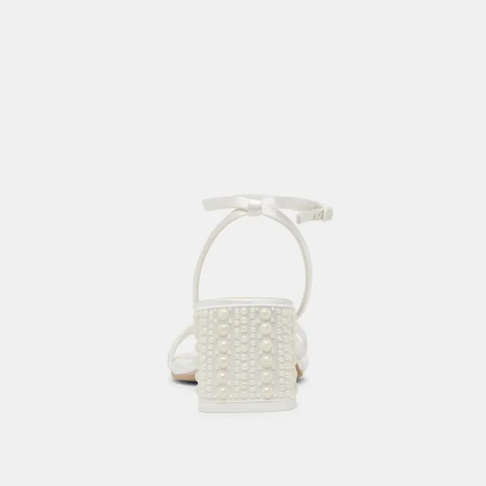 Dolce Vita Ysabel Pearl Heels True White Satin Women Heels