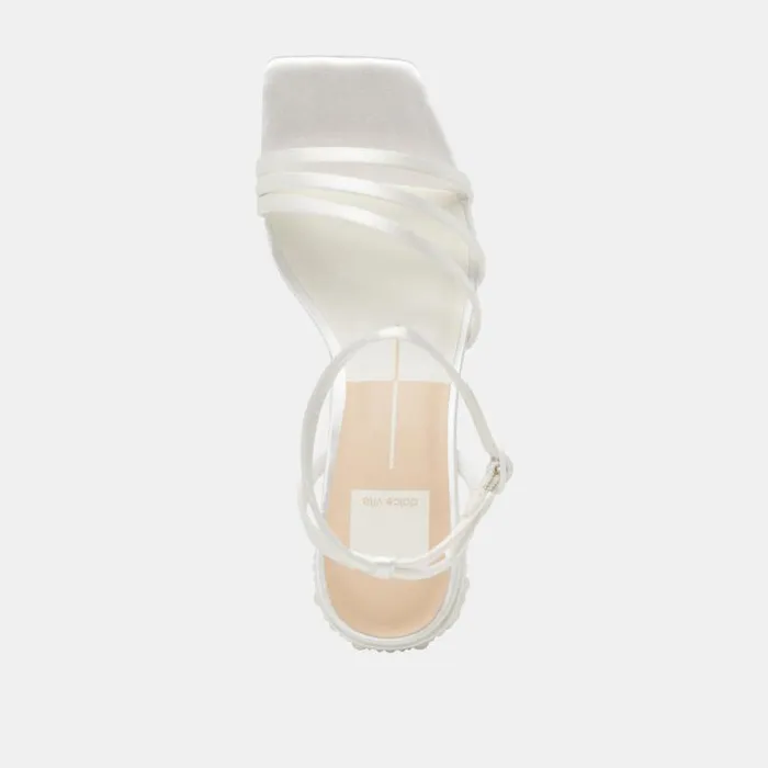 Dolce Vita Ysabel Pearl Heels True White Satin Women Heels