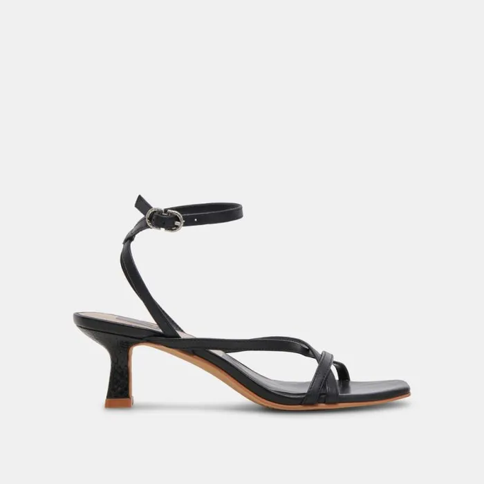 Dolce Vita Zamal Heels Black Leather Women Sandals