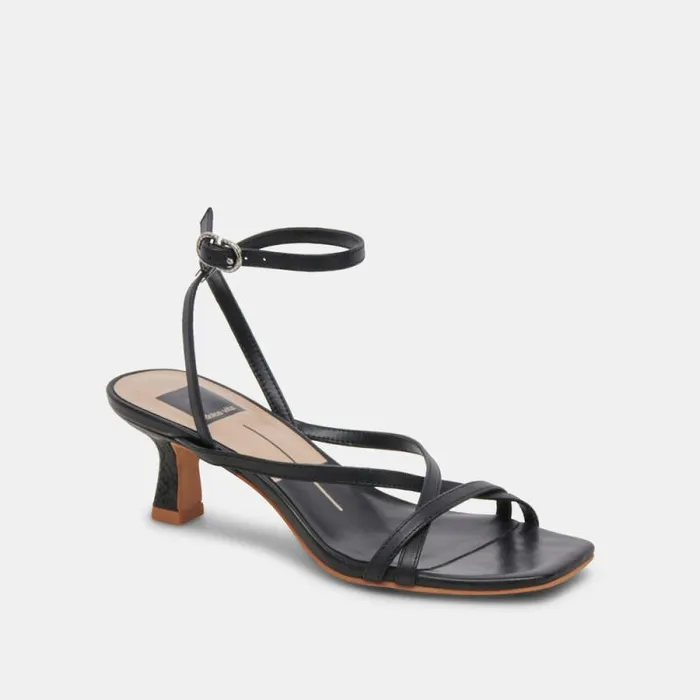 Dolce Vita Zamal Heels Black Leather Women Sandals