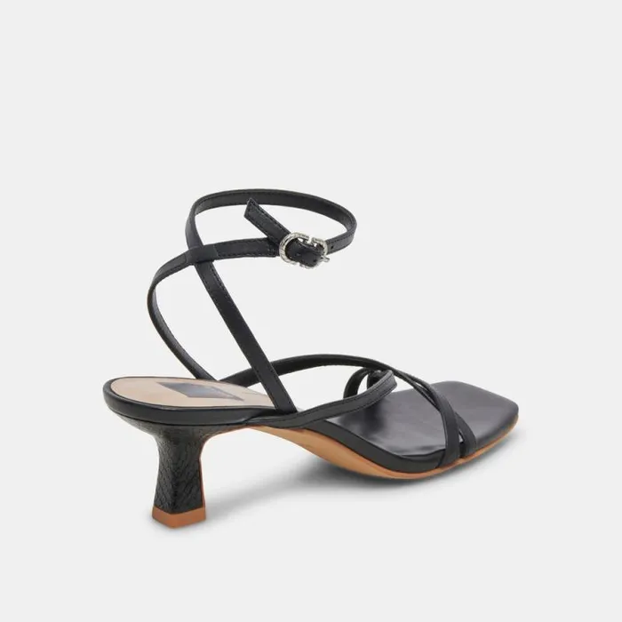 Dolce Vita Zamal Heels Black Leather Women Sandals