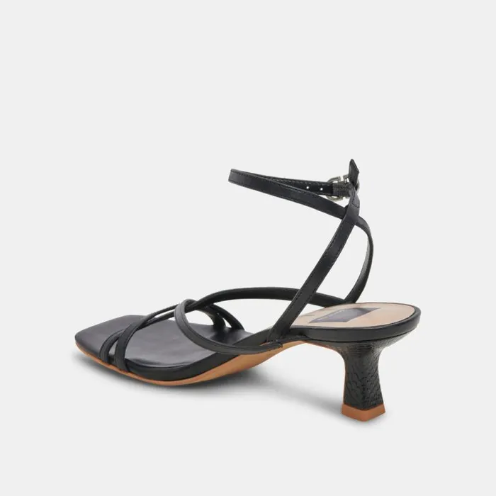 Dolce Vita Zamal Heels Black Leather Women Sandals